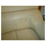 Ivory Leather 2-cushion Loveseat...