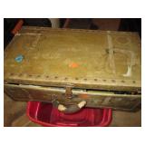 Vintage wood footlocker trunk plus ...