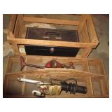 Vintage wool open top tool box, woo...