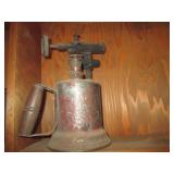 Antique hand torch, level and glass...