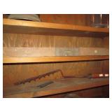Antique hand torch, level and glass...