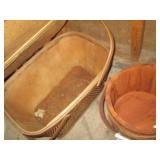 Wood picnic basket and hat box...