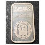 1 TROY OZ .999 FINE SILVER APMEX BAR