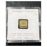 1 GRAM .999 FINE GOLD GEIGER BAR IN CASE