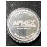2 TROY OZ .999 FINE SILVER APMEX ROUND IN AIRTITE