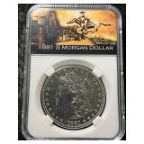1881-S US MORGAN SILVER DOLLAR SLABBED
