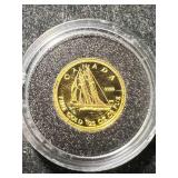 1/25TH TROY OZ .999 FINE GOLD 2012 CANADIAN SAILBOAT IN AIRTITE