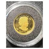 1/25TH TROY OZ .999 FINE GOLD 2012 CANADIAN SAILBOAT IN AIRTITE