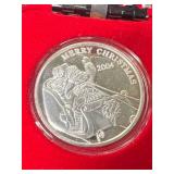 2004 MERRY CHRISTMAS ROUND 1 TROY OZ .999 FINE SILVER IN BOX