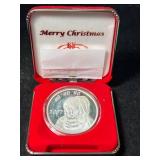 2007 SANTA ROUND 1 TROY OZ .999 FINE SILVER IN BOX