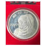 2007 SANTA ROUND 1 TROY OZ .999 FINE SILVER IN BOX