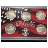2005 US MINT 50 STATE QUARTERS SILVER PROOF SET