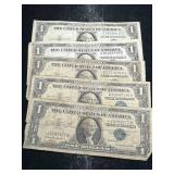 5 US BLUE SEAL $1 SILVER CERTIFICATES