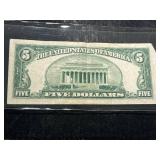 1953 US BLUE SEAL $5 SILVER CERTIFICATE