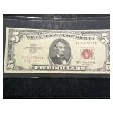 1963 US RED SEAL $5 BILL