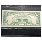 1963 US RED SEAL $5 BILL