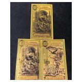 GROUP OF 3 GOLDBACKS 1/1000TH TROY OZ 24K GOLD EACH