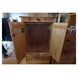 Rustic Knotty Pine Armoire, Dresser and Shelf