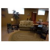 Assorted Furniture - Couch, Cast Iron Table, File Cabinet