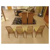 MCM Teak Wood Dining Table and Chairs - 2 Removable Leaves