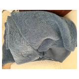 Blue Quilted Coverlet Bedspread Set With Matching Shams Good