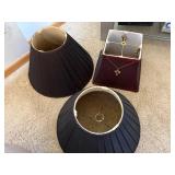 Lot of 3 Fabric Lampshades Pleated Empire & Square Bell Shades