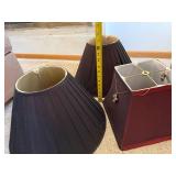 Lot of 3 Fabric Lampshades Pleated Empire & Square Bell Shades