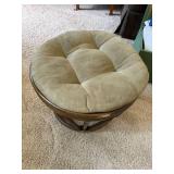 Round Rattan Vanity Stool Tufted Cushion Ottoman Seat 19in Good