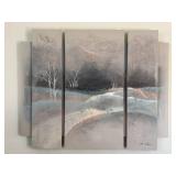 E. Lee 5 Panel Textured Canvas Wall Art Abstract Landscape Signed