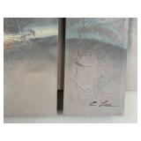 E. Lee 5 Panel Textured Canvas Wall Art Abstract Landscape Signed