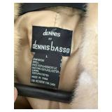 Dennis Basso Faux Fur Coat Beige Shawl Collar Women