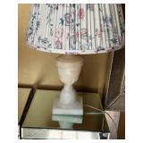 Alabaster Urn Table Lamp w Floral Pleated Shade Traditional 24in