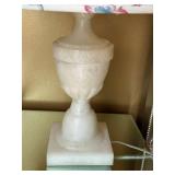 Alabaster Urn Table Lamp w Floral Pleated Shade Traditional 24in
