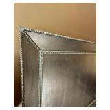 Silver Upholstered Queen Headboard With Metal Bed Frame Glam Style