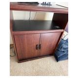 Woodgrain Laminate Media Cabinet TV Stand w/ 2 Doors Open Shelf