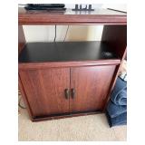 Woodgrain Laminate Media Cabinet TV Stand w/ 2 Doors Open Shelf