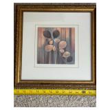 Pair Framed Botanical Wall Art Prints Gold Tone Frames 13x13