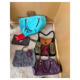 Mixed Handbag Purse Lot 6 Pc Tote Clutch Wallet Felted Suede Style