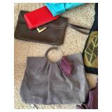 Mixed Handbag Purse Lot 6 Pc Tote Clutch Wallet Felted Suede Style