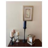 Pair of Black Metal Candle Holders 12in & 18in Contemporary Decor