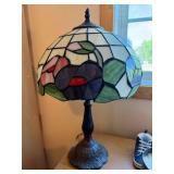 Tiffany Style Stained Glass Floral Table Lamp Approx 19in Tall