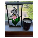 Decorative Home Decor Lot Stained Glass Angel Bowl Candle Holder