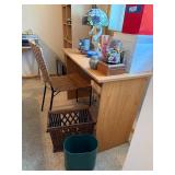 Small Oak-Look Writing Desk With Woven Chair 39x18x28 Good