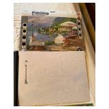 Paint by Numbers Art Lot w Framed Cartoon Drawing & Finished Canvas