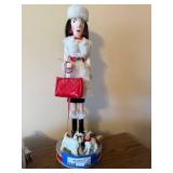 Handcrafted Winter Lady Figurine w Dogs on Base 17in Holiday Decor