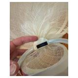 Tasha Ivory Sinamay Fascinator Headband Feather Wedding Derby Hat