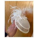 Tasha Ivory Sinamay Fascinator Headband Feather Wedding Derby Hat