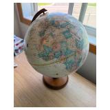 Replogle 12 Inch World Classic Series Desk Globe Wood Base Good