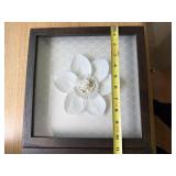 Set of 2 Framed Floral Shadow Box Wall Art White Flowers Wood Frames