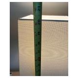 Contemporary Black Table Lamp w White Square Shade Pull Chain 20in